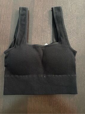 Zenana Ribbed Tank Brami Padded Adjustable Strap Black S/M
